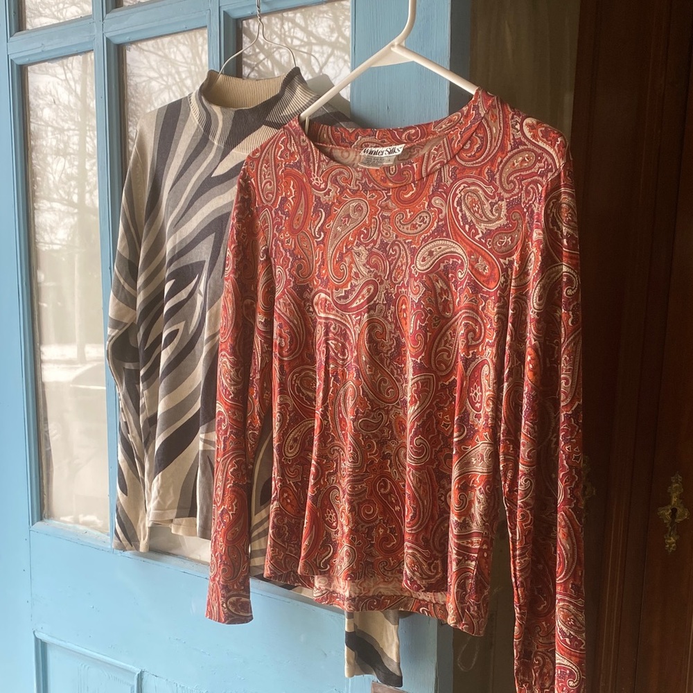Set of Pure Silk Retro Long sleeved shirts.